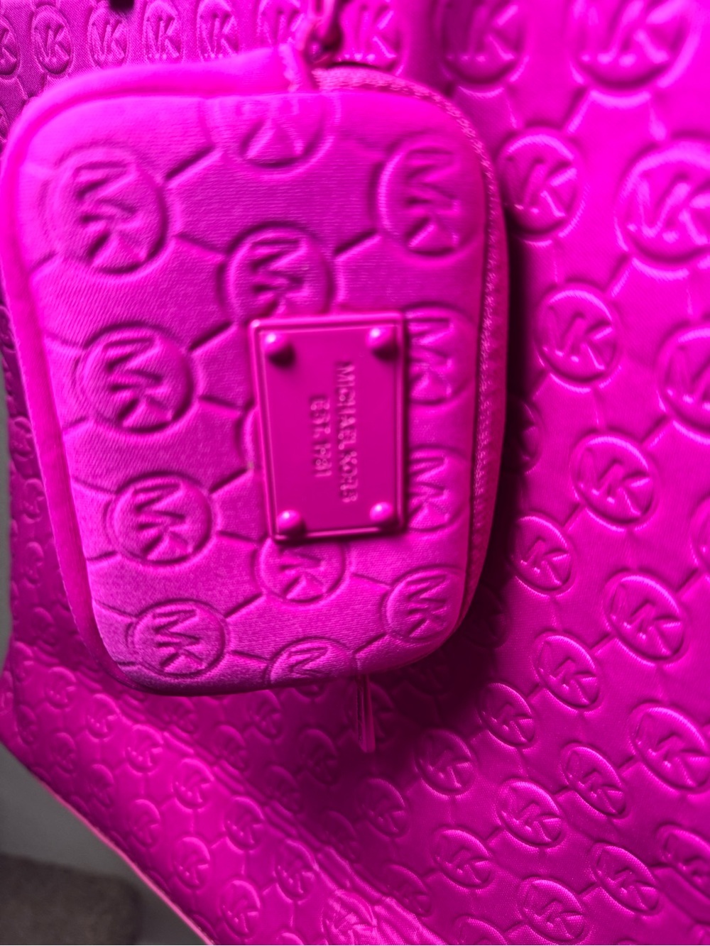 Michael Kors Hot Pink Embossed Tote - Picture 5 of 5